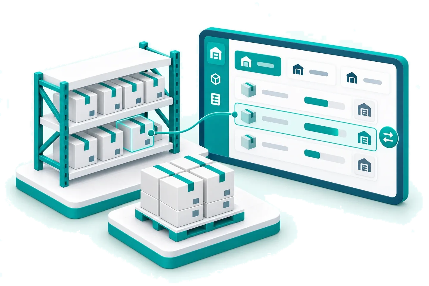 Purchase orders, warehouse stock and customer invoices connected in one trading system.