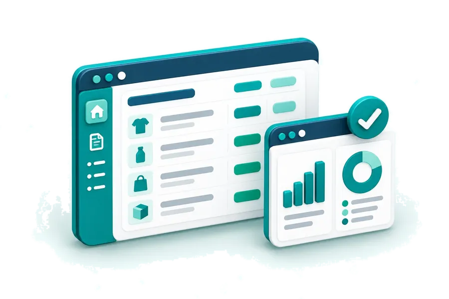 Digital retail transactions and financial reports.