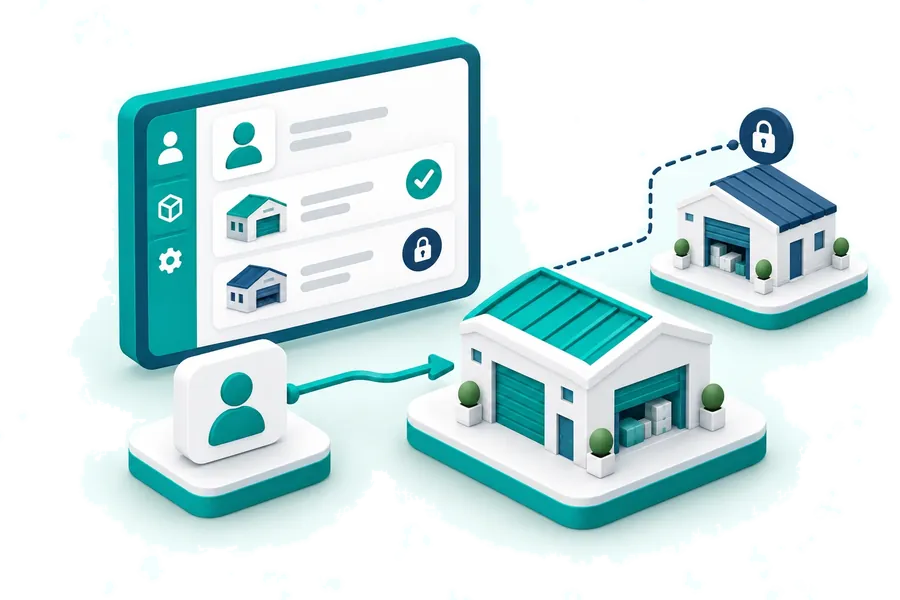 User permissions allowing access to an assigned warehouse and restricting another.