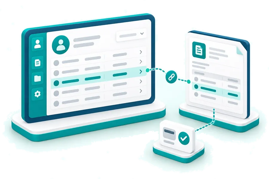 A selected client ledger transaction linked to its source invoice.
